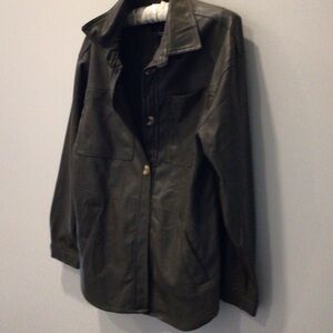 26 International Dark Olive Utility Jacket FAUX LEATHER